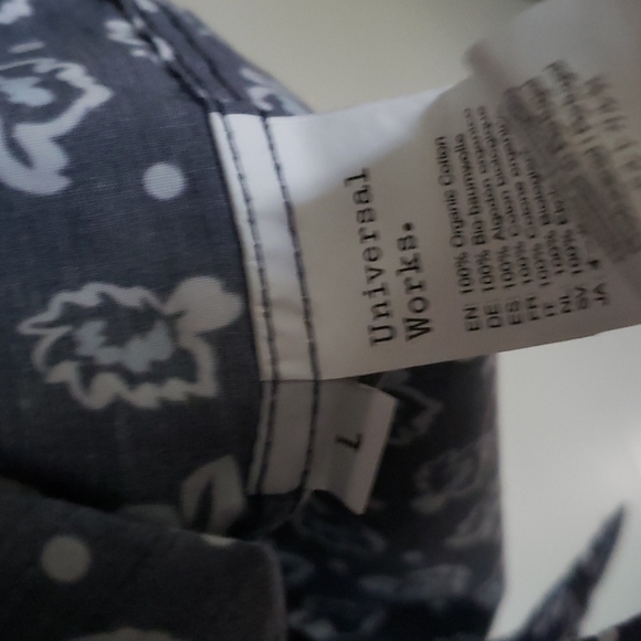 Universal Works Road Shirt In Navy Organic Flower Cotton - Picture 9 of 11